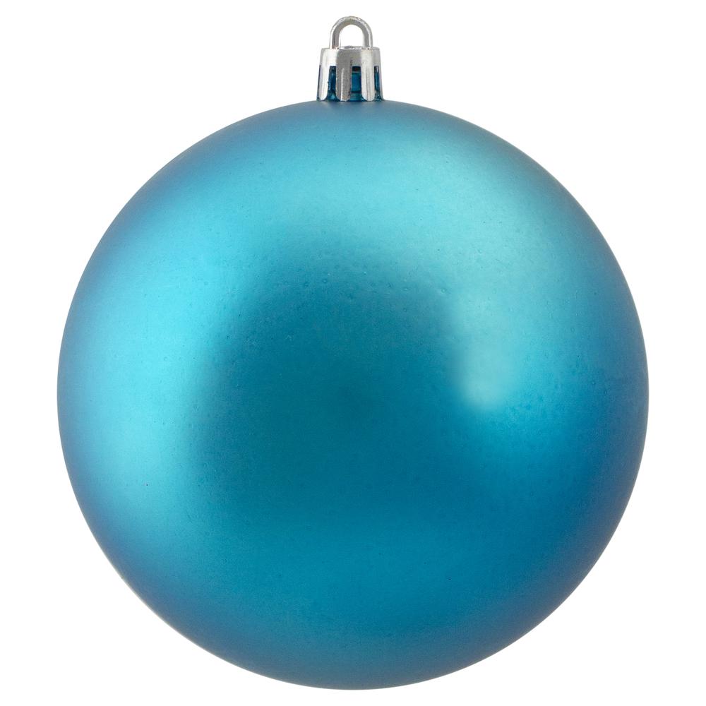 12ct Turquoise Blue Shatterproof Matte Christmas Ball Ornaments 4" (100mm). Picture 3