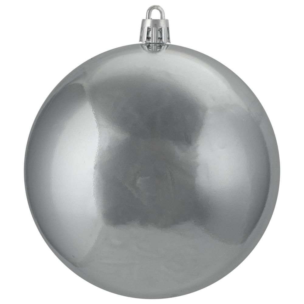 12ct Pewter Gray Shatterproof Shiny Christmas Ball Ornaments 4" (100mm). Picture 3