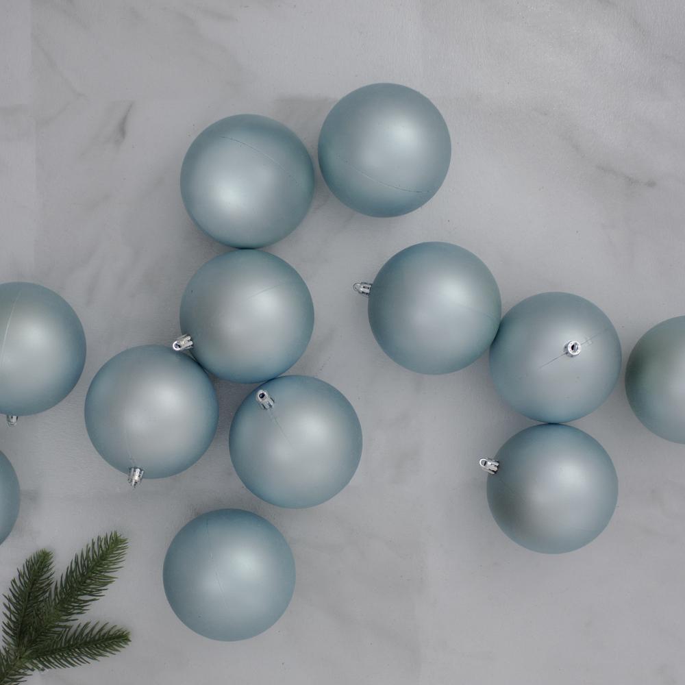 12ct Mermaid Blue Shatterproof Matte Christmas Ball Ornaments 4" (100mm). Picture 2