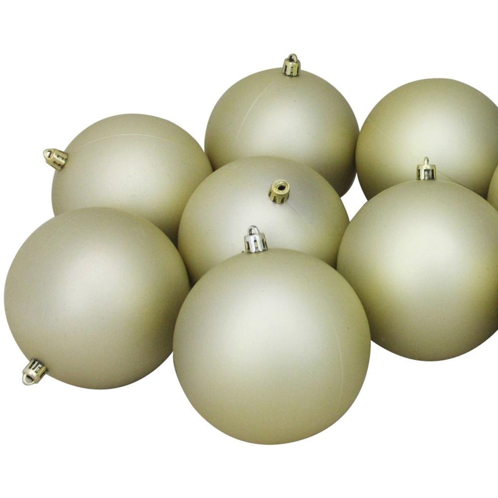 Set of 12 Champagne Gold Shatterproof Matte Christmas Ball Ornaments 4". Picture 4