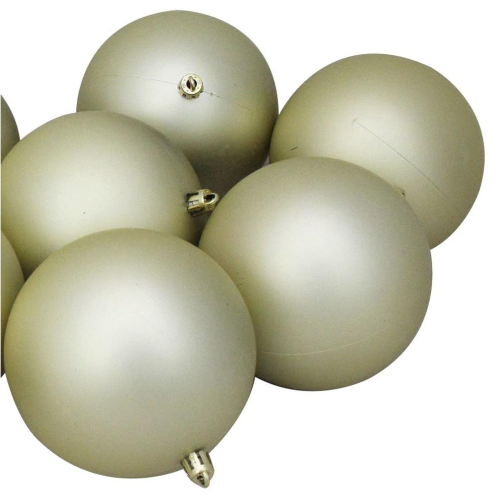 Set of 12 Champagne Gold Shatterproof Matte Christmas Ball Ornaments 4". Picture 3