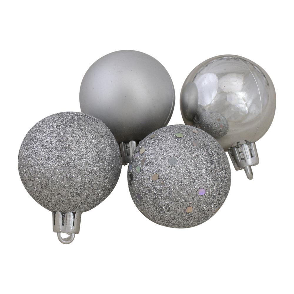 96ct Silver Splendor Shatterproof 4-Finish Christmas Ball Ornaments 1.5" (40mm). Picture 2