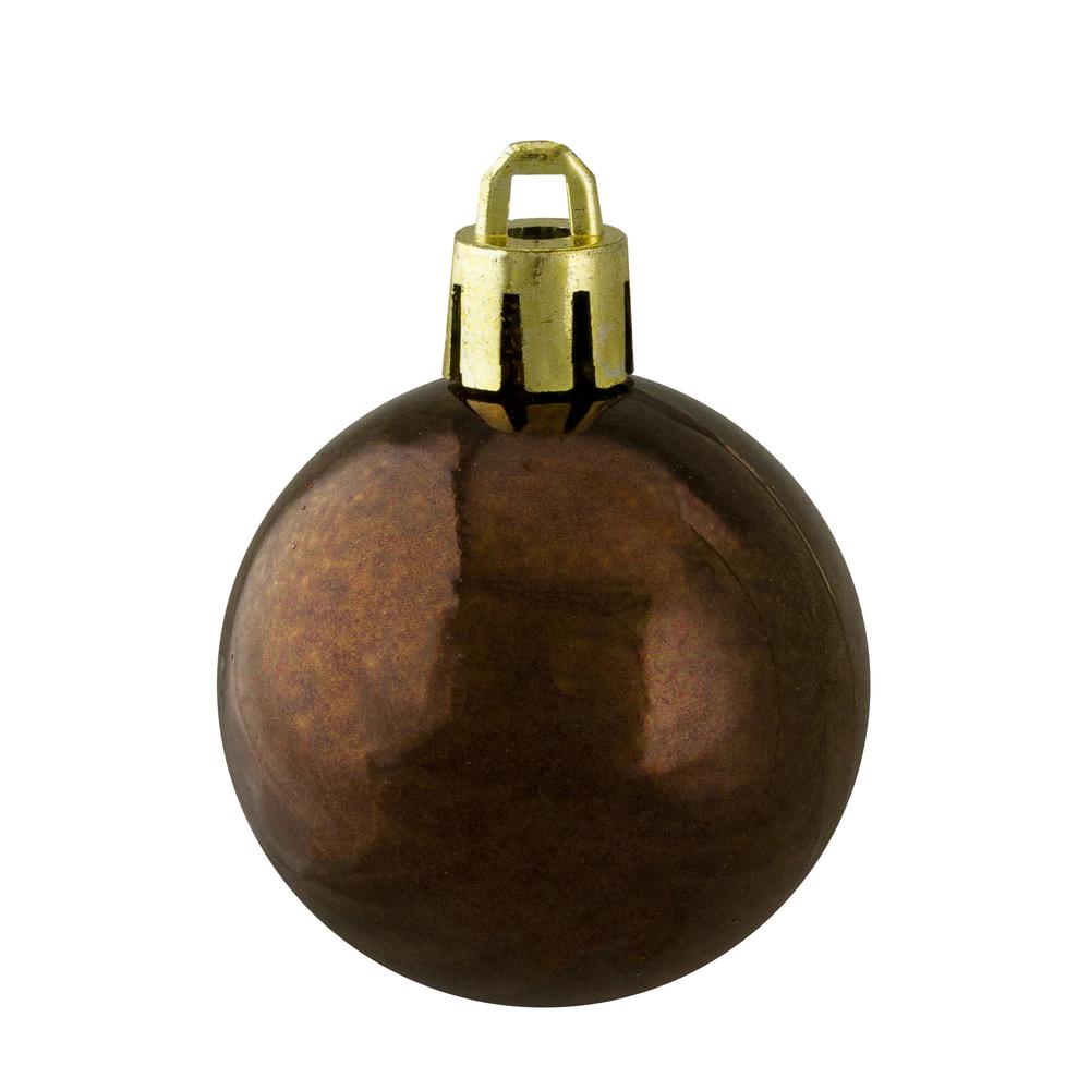 96ct Mocha Brown Shatterproof 4-Finish Christmas Ball Ornaments 1.5" (40mm). Picture 4