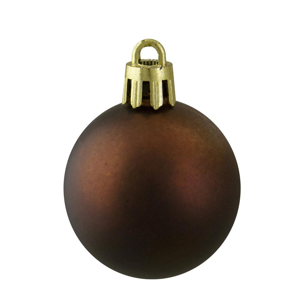 96ct Mocha Brown Shatterproof 4-Finish Christmas Ball Ornaments 1.5" (40mm). Picture 3