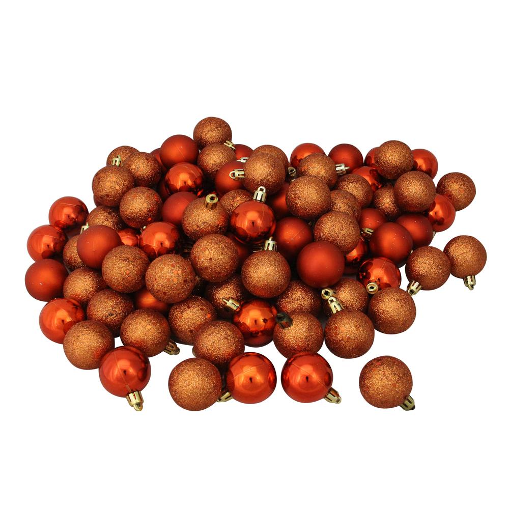 96ct Orange Shatterproof 4Finish Christmas Ball Ornaments 1.5" (40mm). The main picture.