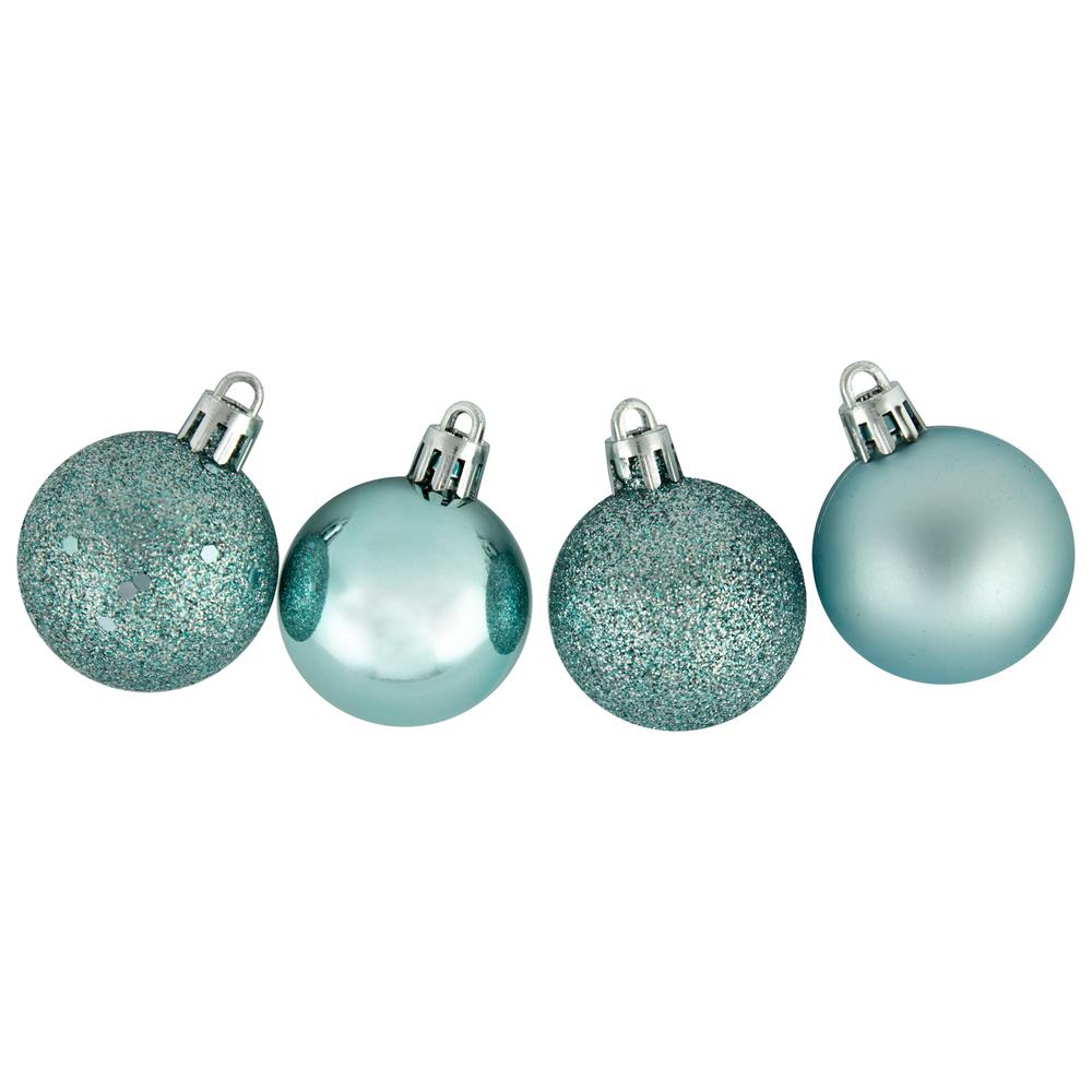 96ct Mermaid Blue Shatterproof 4-Finish Christmas Ball Ornaments 1.5" (40mm). Picture 2