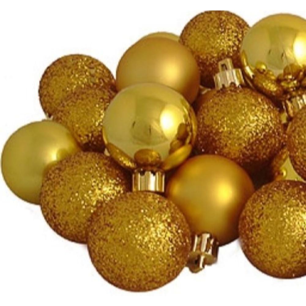 96ct Antique Gold Shatterproof 4-Finish Christmas Ball Ornaments 1.5" (40mm). Picture 2