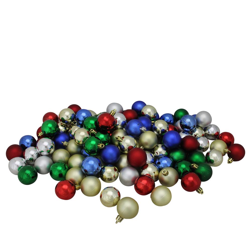 96ct Vibrantly Colored Shatterproof 4-Finish Christmas Ball Ornaments 1.5" (40mm). Picture 1