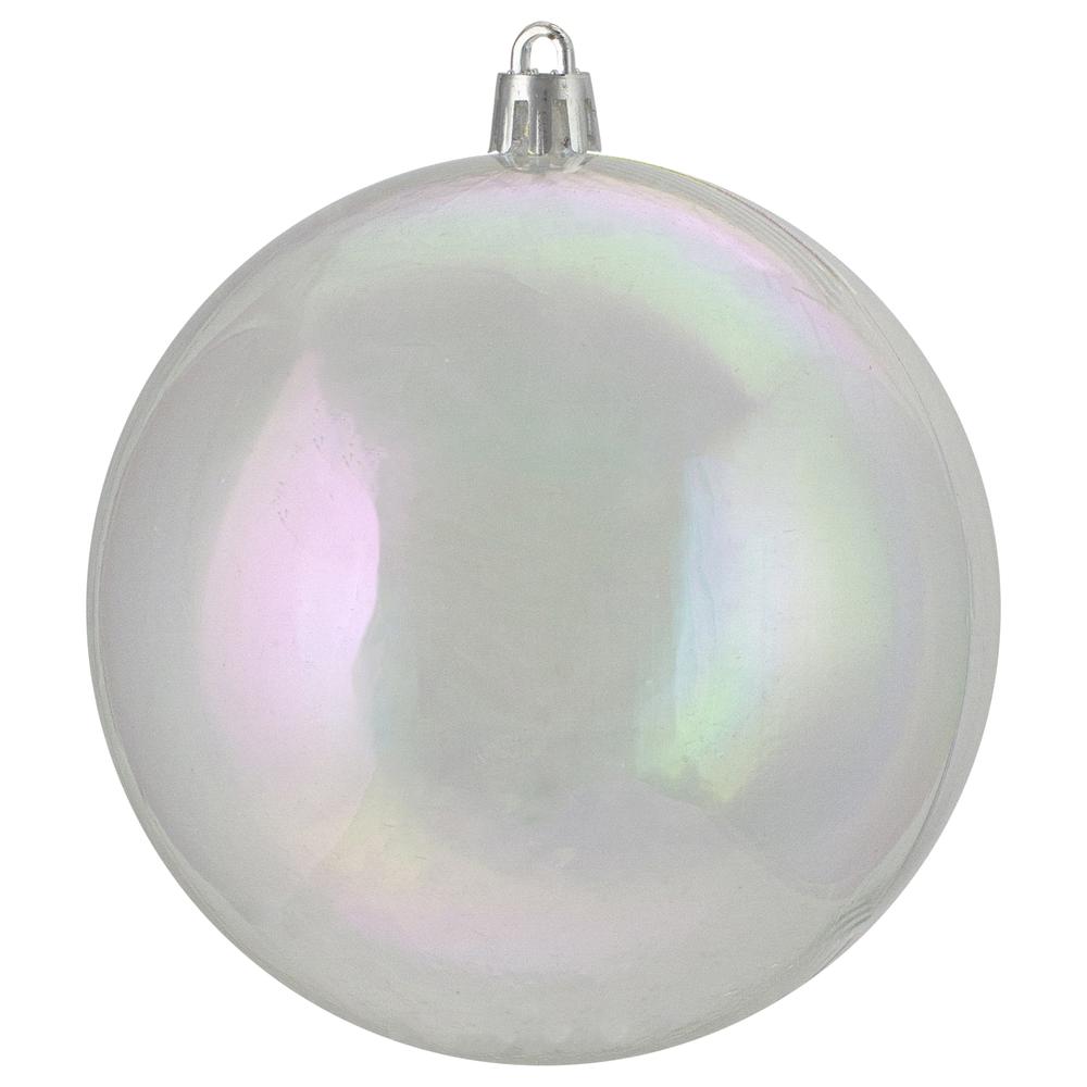 12ct Clear Iridescent Shatterproof Shiny Christmas Ball Ornaments 4" (100mm). Picture 2