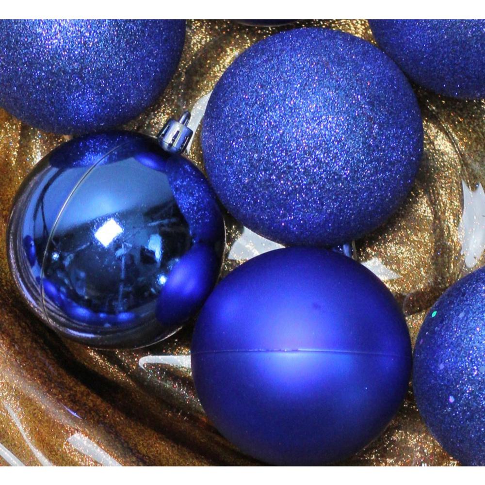 32ct Lavish Blue Shatterproof 4-Finish Christmas Ball Ornaments 3.25" (80mm). Picture 3