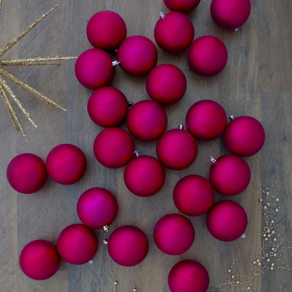 32ct Matte Magenta Pink Shatterproof Christmas Ball Ornaments 3.25" (80mm). Picture 2