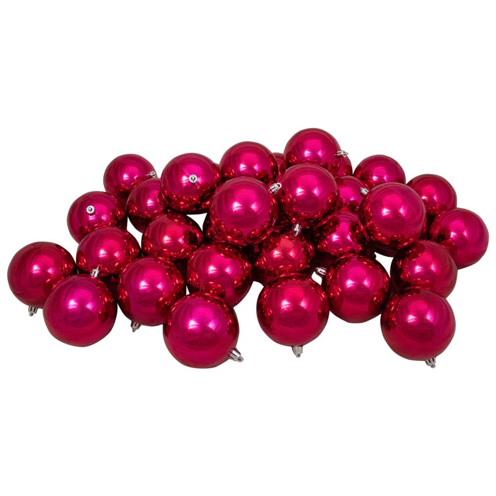 32ct Magenta Pink Shatterproof Shiny Christmas Ball Ornaments 3.25" (80mm). The main picture.