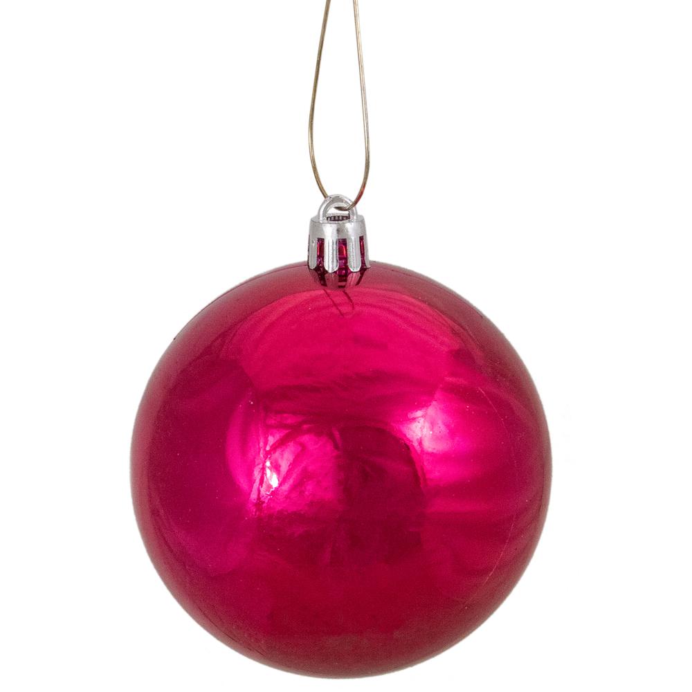 32ct Magenta Pink Shatterproof Shiny Christmas Ball Ornaments 3.25" (80mm). Picture 2
