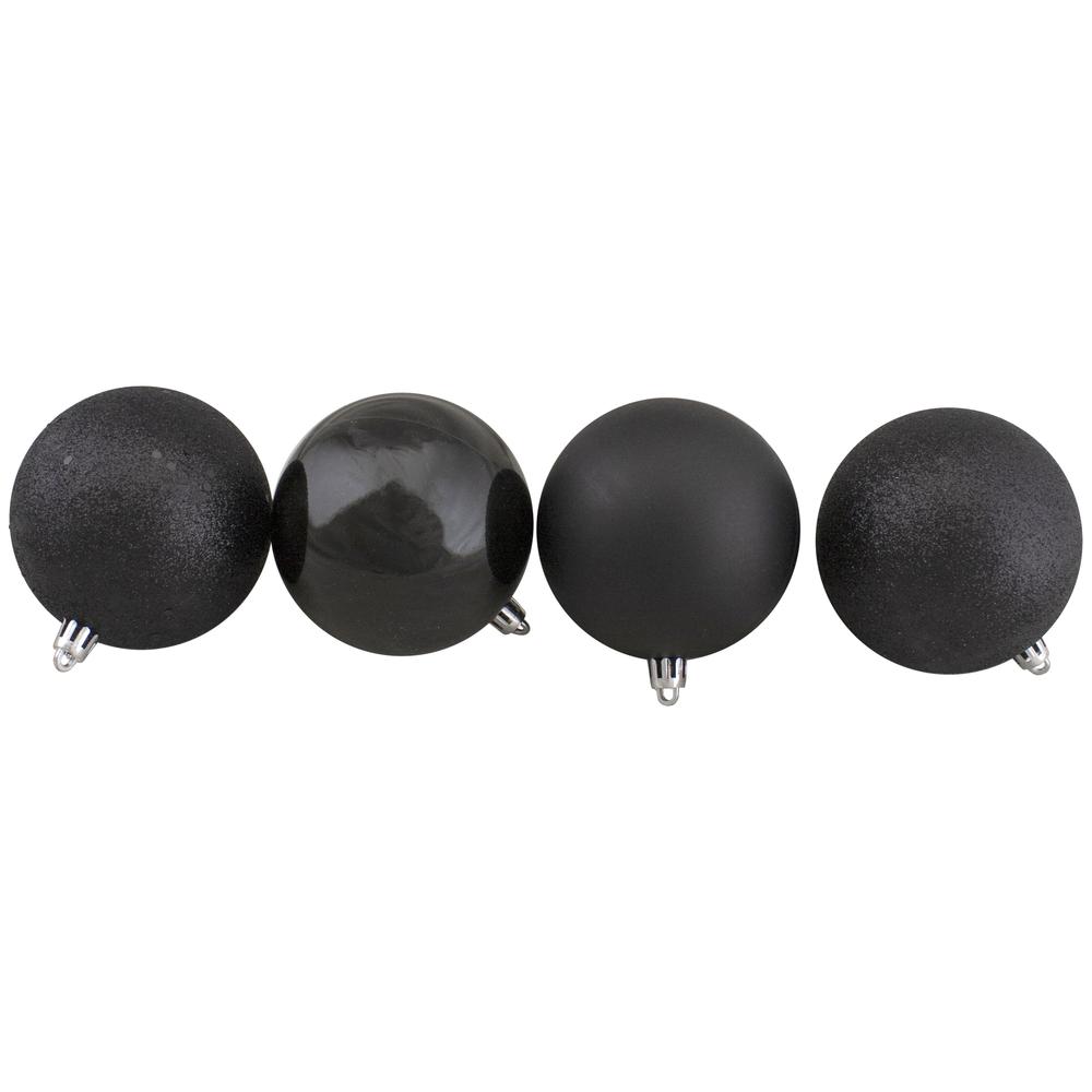 32ct Jet Black Shatterproof 4-Finish Christmas Ball Ornaments 3.25" (80mm). Picture 3