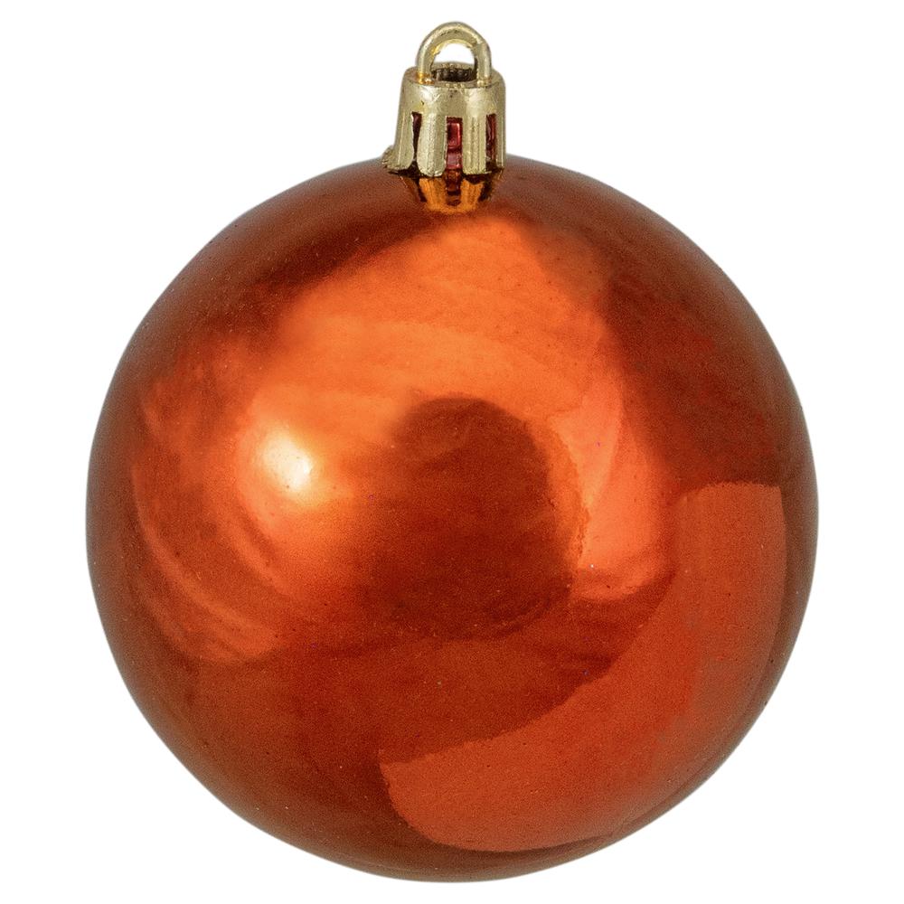 60ct Burnt Orange Shatterproof Shiny Christmas Ball Ornaments 2.5" (60mm). Picture 3