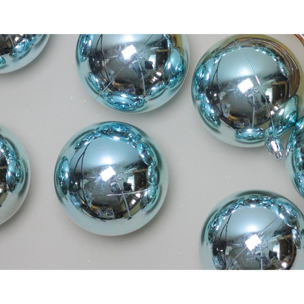 32ct Mermaid Blue Shatterproof Shiny Christmas Ball Ornaments 3.25" (80mm). Picture 3