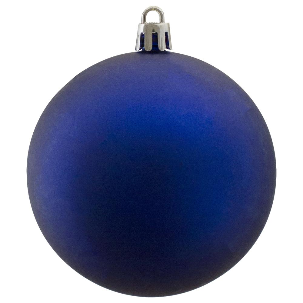 12ct Matte Royal Blue Shatterproof Christmas Ball Ornaments 4" (100mm). Picture 3