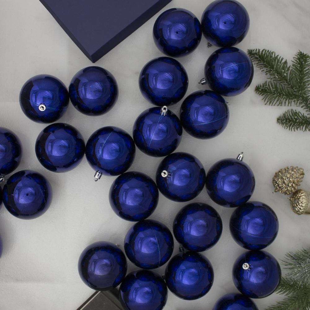 32ct Shiny Royal Blue Shatterproof Christmas Ball Ornaments 3.25" (80mm). Picture 2