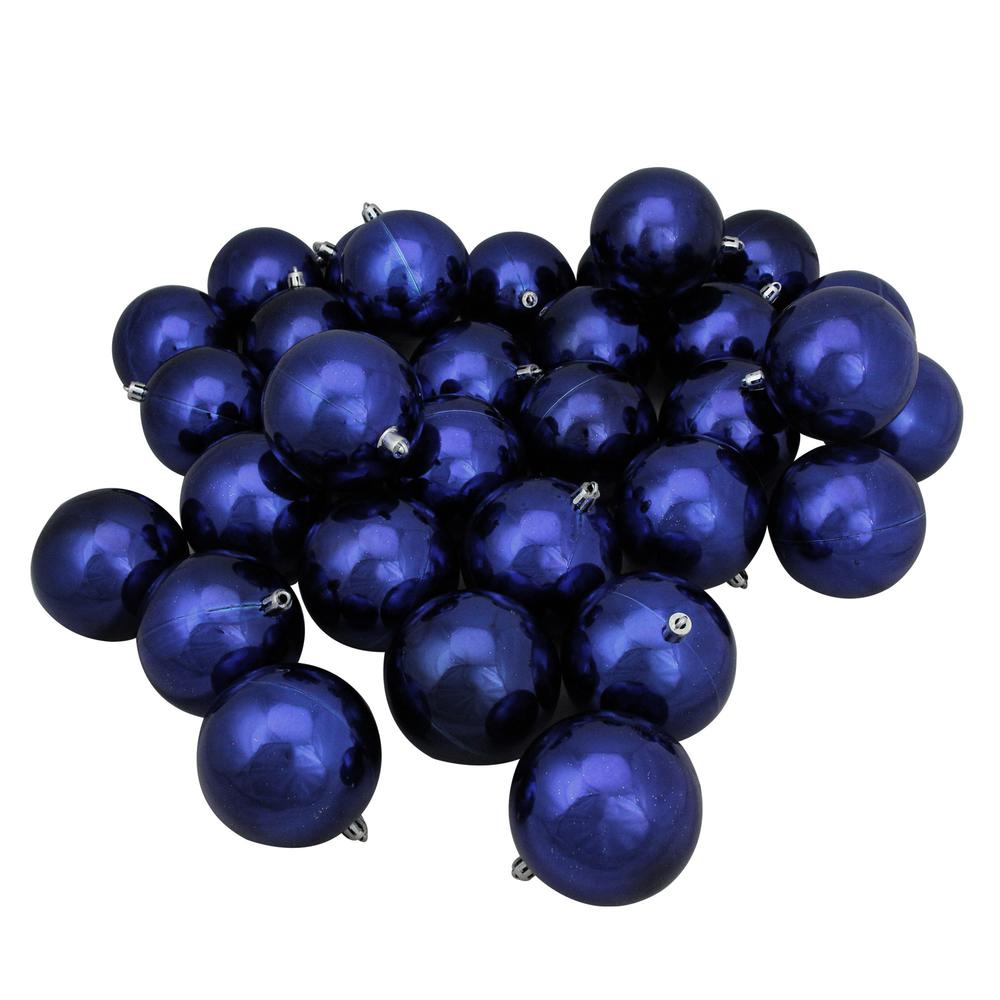 32ct Shiny Royal Blue Shatterproof Christmas Ball Ornaments 3.25" (80mm). Picture 1