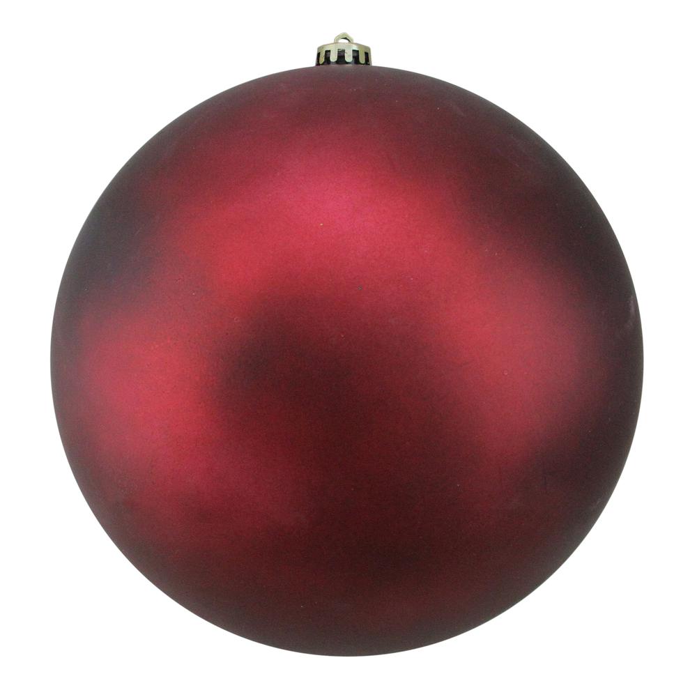 Matte Burgundy Red Shatterproof Christmas Ball Ornament 10" (250mm). The main picture.