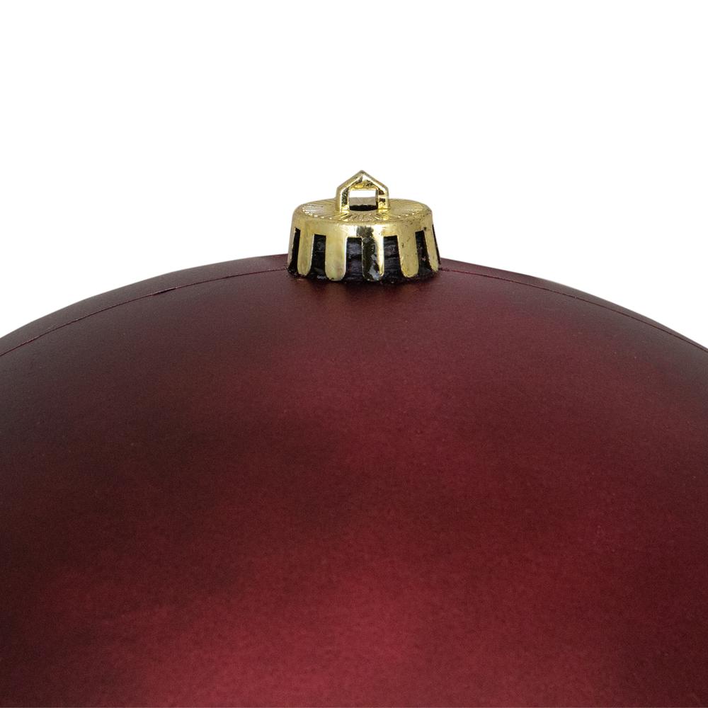 Matte Burgundy Red Shatterproof Christmas Ball Ornament 10" (250mm). Picture 2
