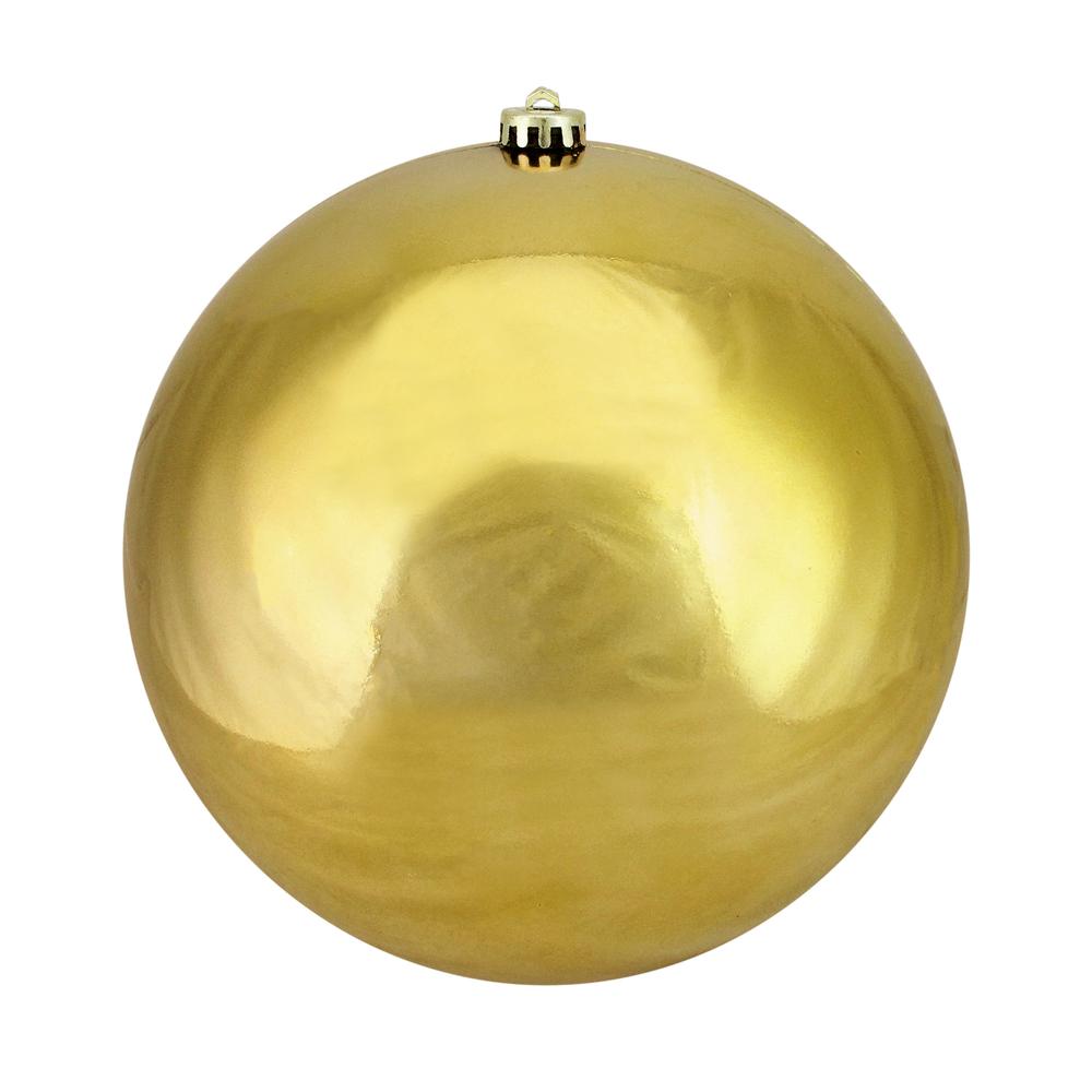 Shiny Vegas Gold Shatterproof Christmas Ball Ornament 10" (250mm). Picture 1