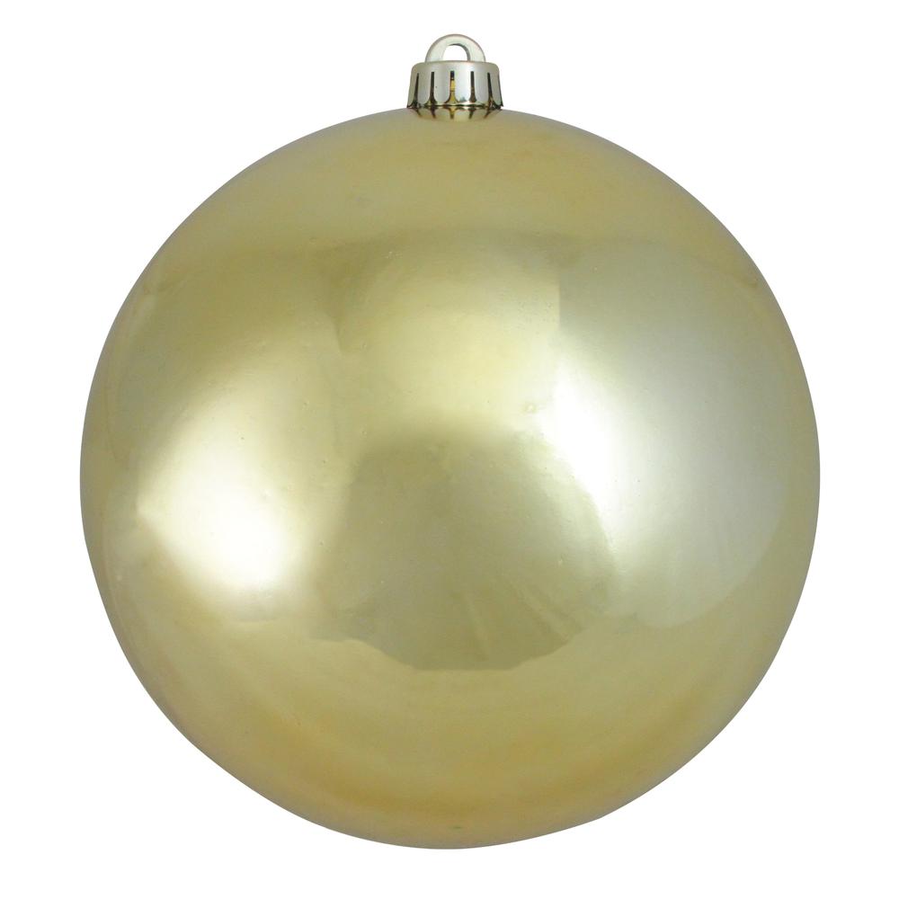 Shiny Champagne Gold Shatterproof Christmas Ball Ornament 10" (250mm). Picture 1