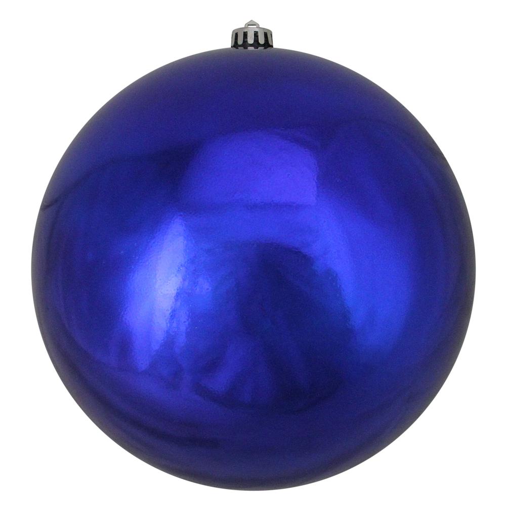 Royal Blue Shiny Shatterproof Christmas Ball Ornament 10" (250mm). Picture 1