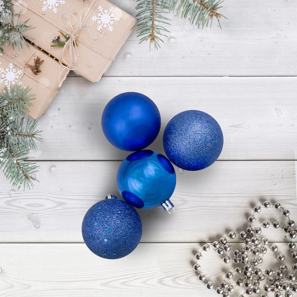60ct Lavish Blue Shatterproof 4-Finish Christmas Ball Ornaments 2.5" (60mm). Picture 2