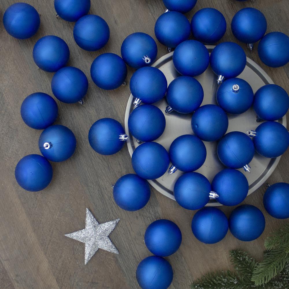 60ct Lavish Blue Shatterproof Matte Christmas Ball Ornaments 2.5" (60mm). Picture 2