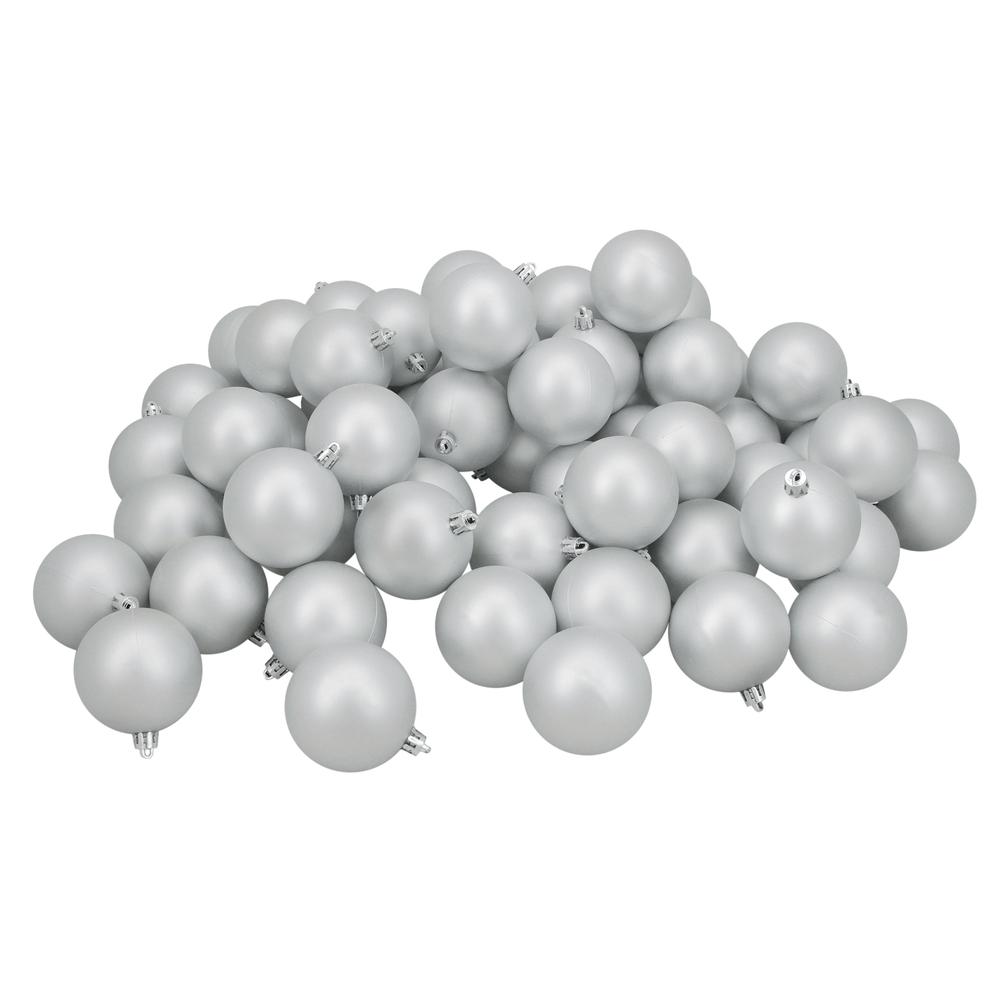 60ct Silver Shatterproof Matte Christmas Ball Ornaments 2.5" (60mm). Picture 1