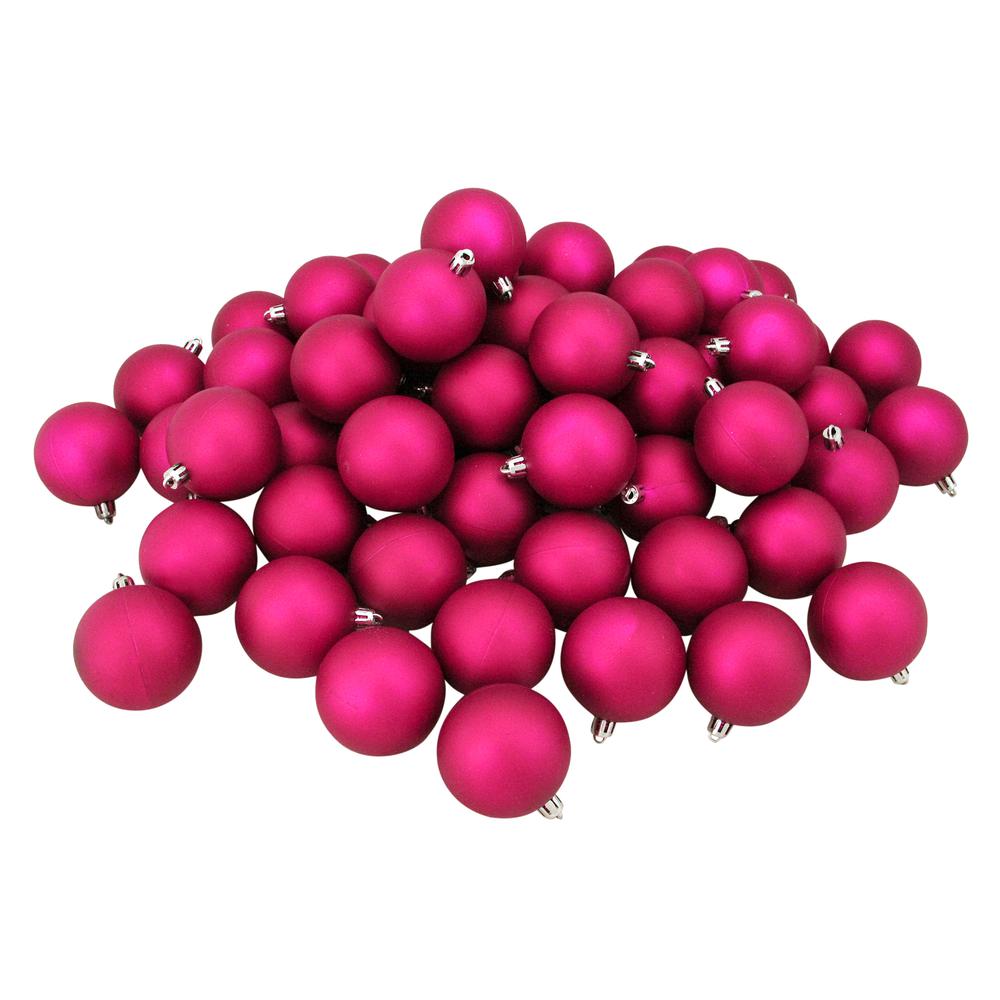 32ct Matte Magenta Pink Shatterproof Christmas Ball Ornaments 3.25" (80mm). Picture 1