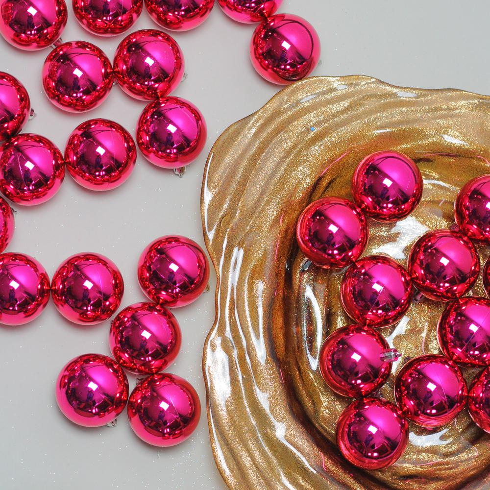 60ct Magenta Pink Shatterproof Shiny Christmas Ball Ornaments 2.5" (60mm). Picture 2