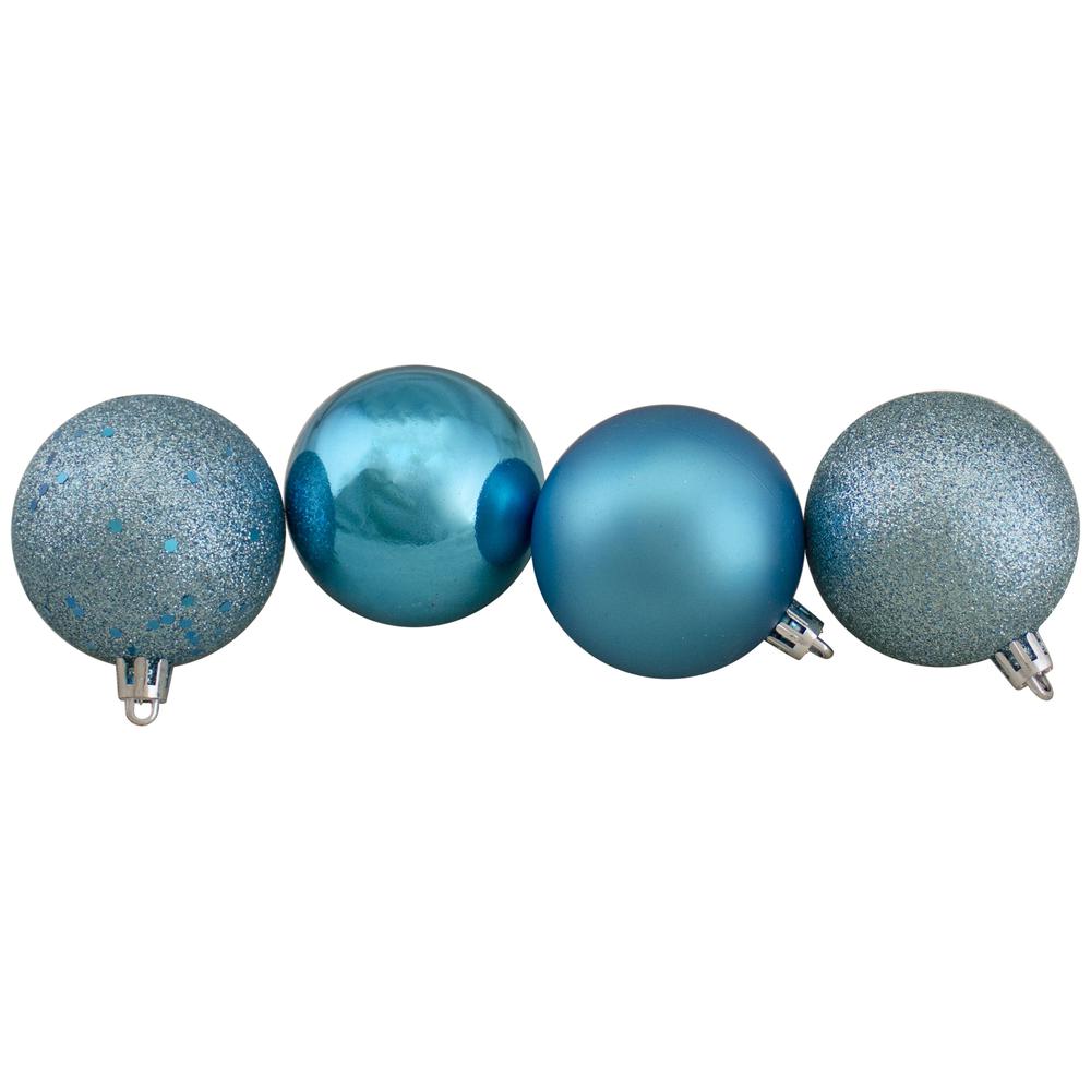 60ct Turquoise Blue Shatterproof 4-Finish Christmas Ball Ornaments 2.5" (60mm). Picture 3