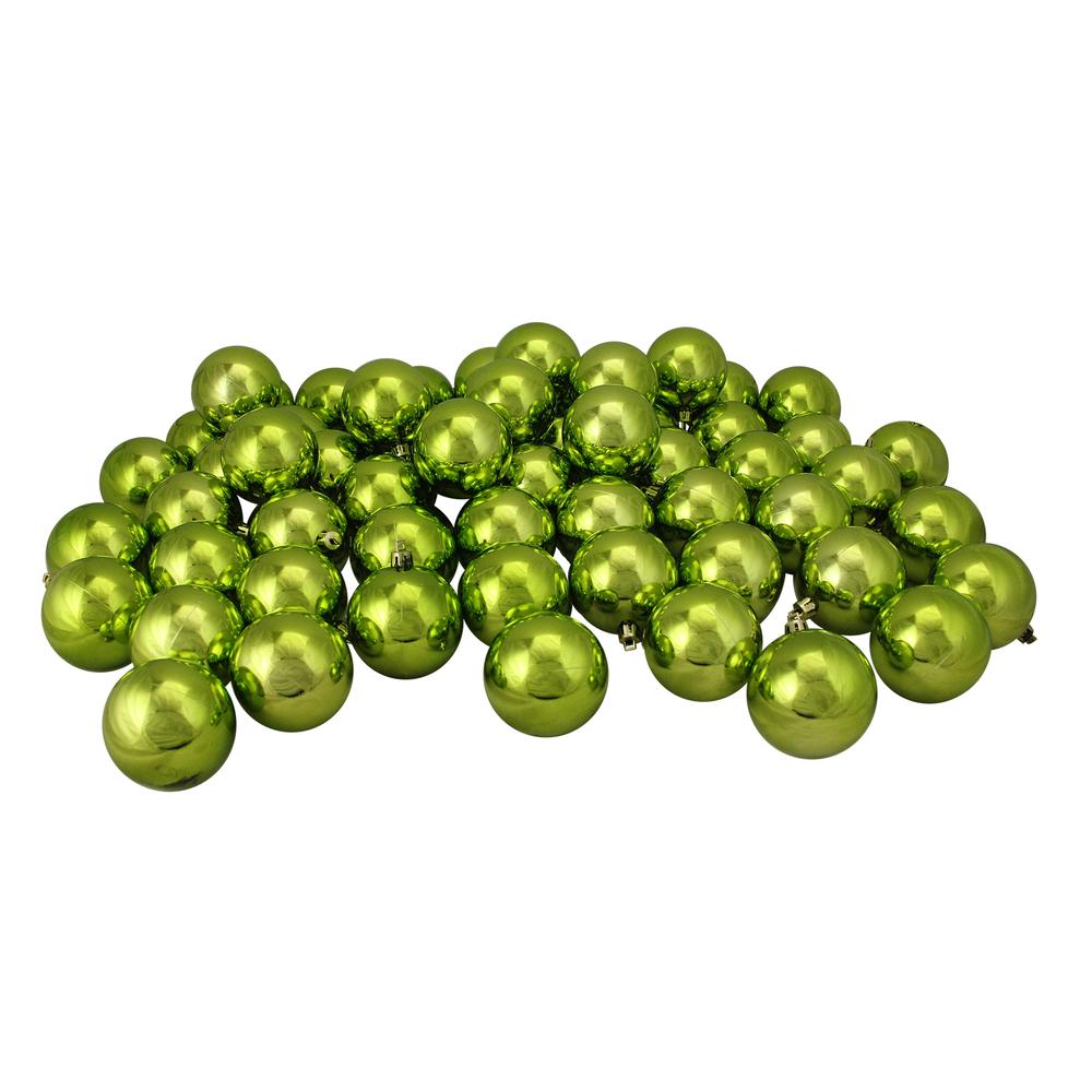 60ct Kiwi Green Shatterproof Shiny Christmas Ball Ornaments 2.5" (60mm). Picture 1