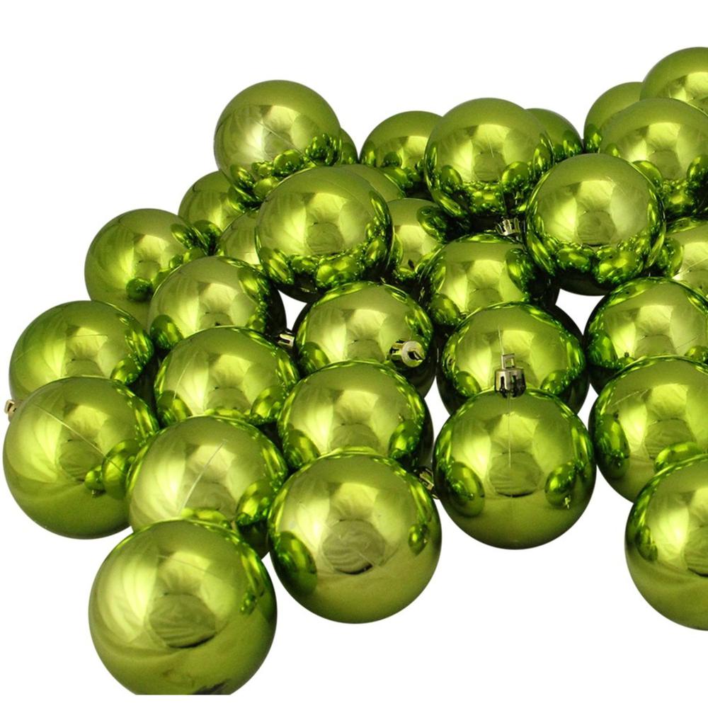 60ct Kiwi Green Shatterproof Shiny Christmas Ball Ornaments 2.5" (60mm). Picture 2