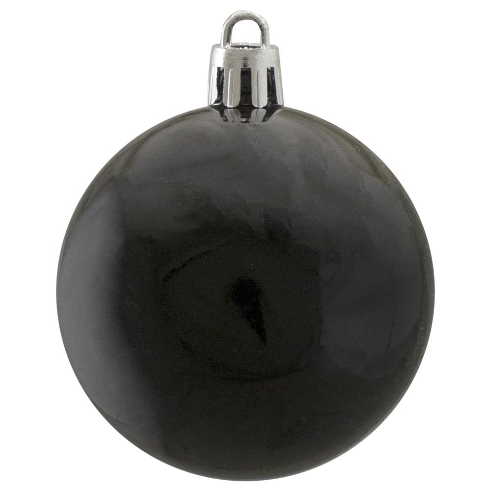 60ct Jet Black Shatterproof Shiny Christmas Ball Ornaments 2.5" (60mm). Picture 3