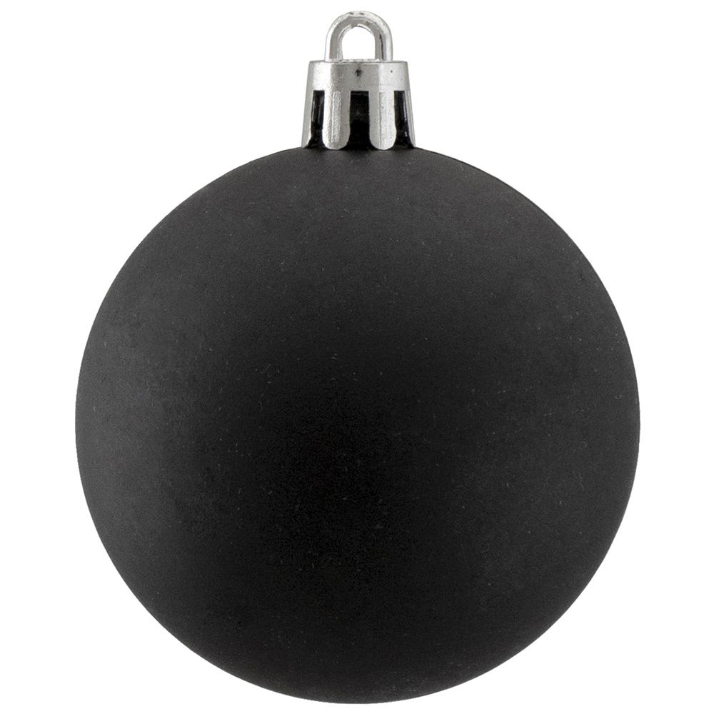 60ct Jet Black Shatterproof Matte Christmas Ball Ornaments 2.5 inches 60mm. Picture 3