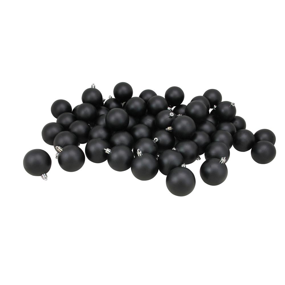 60ct Jet Black Shatterproof Matte Christmas Ball Ornaments 2.5 inches 60mm. Picture 1