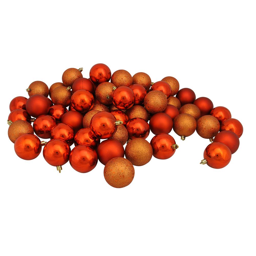 60ct Orange Shatterproof 4Finish Christmas Ball Ornaments 2.5" (60mm). Picture 1