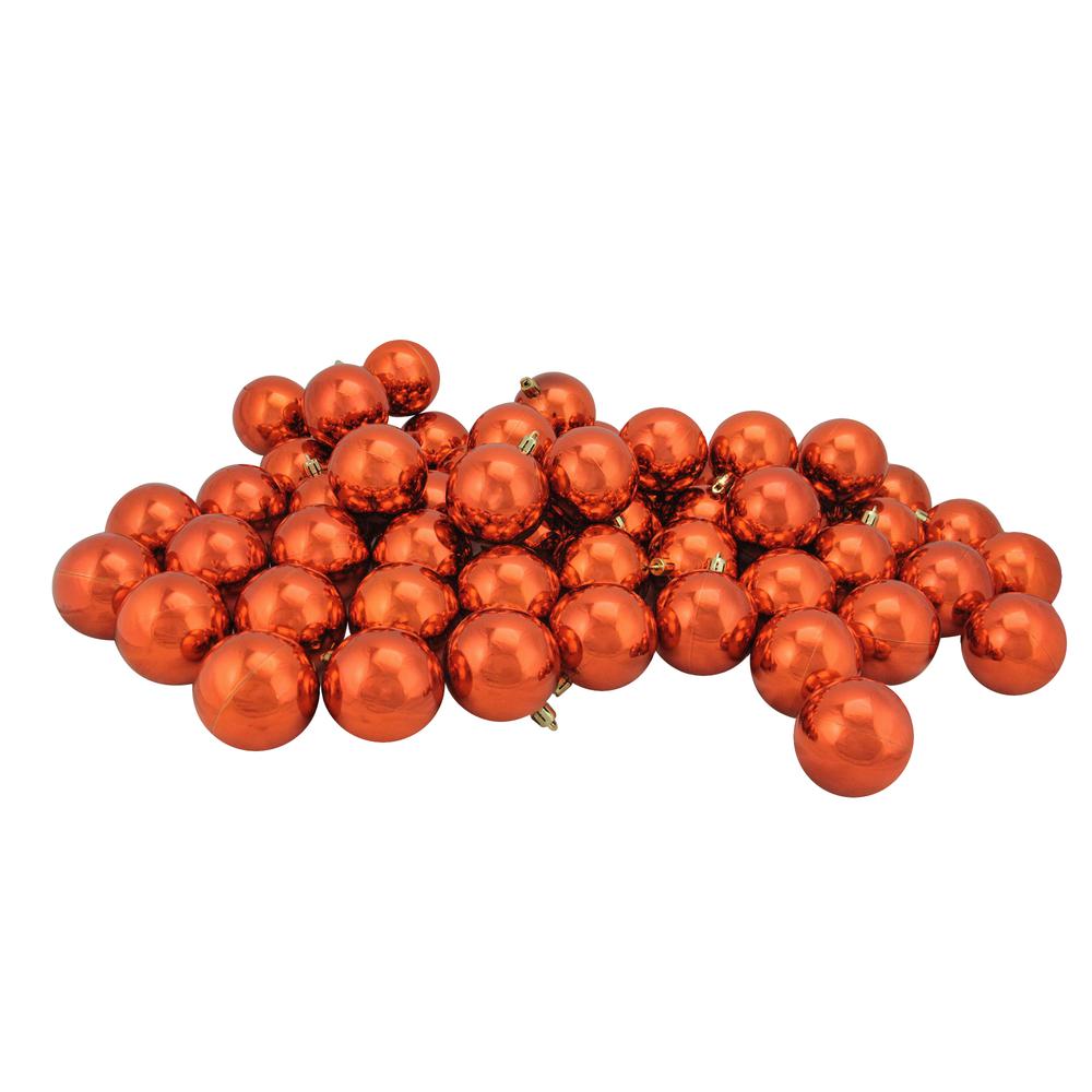 60ct Burnt Orange Shatterproof Shiny Christmas Ball Ornaments 2.5" (60mm). Picture 1