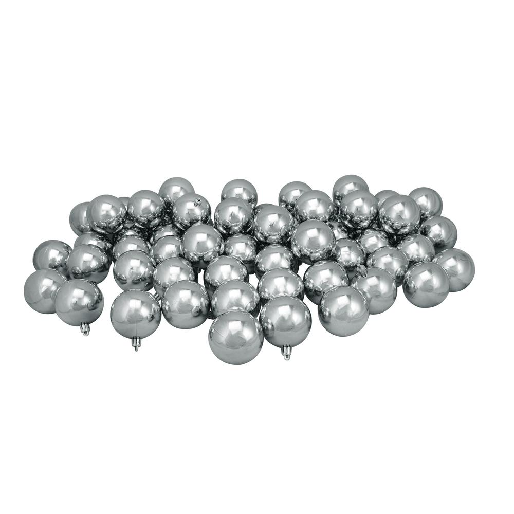 60ct Gray Shatterproof Shiny Christmas Ball Ornaments 2.5" (60mm). Picture 2
