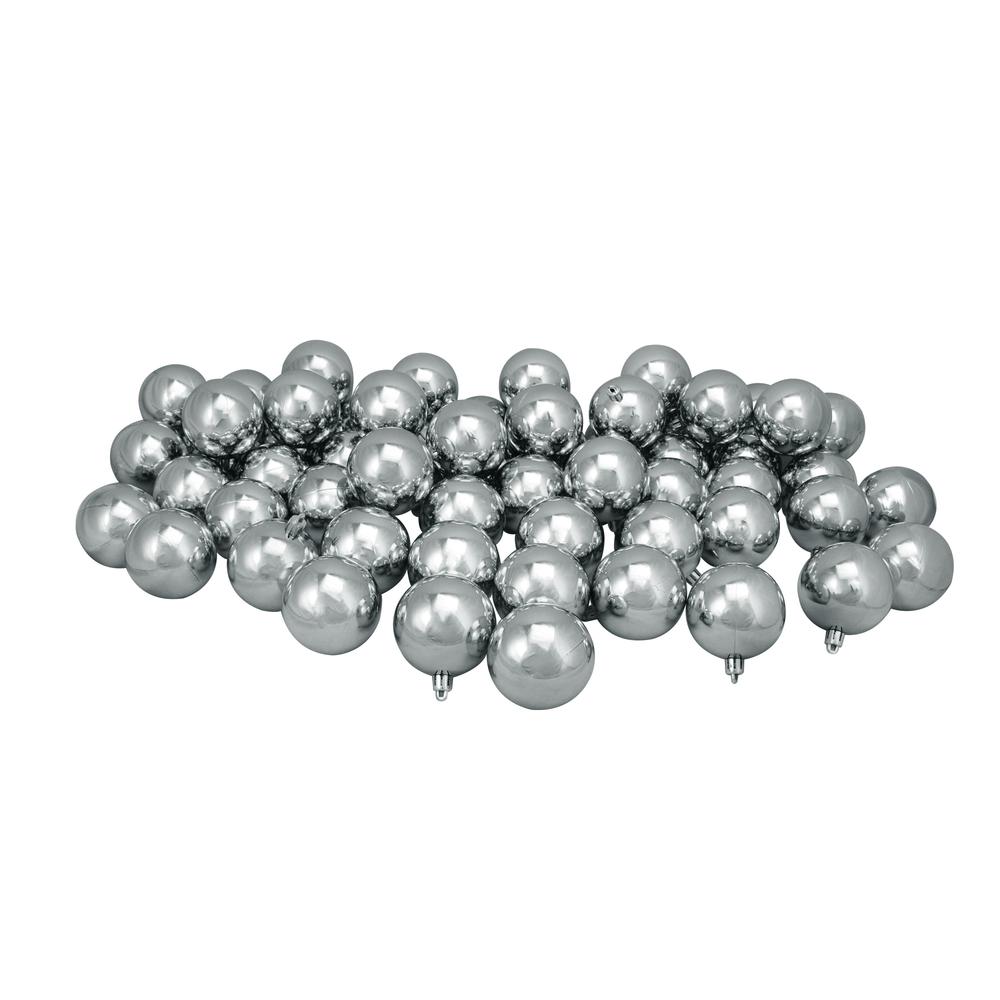 60ct Gray Shatterproof Shiny Christmas Ball Ornaments 2.5" (60mm). Picture 1
