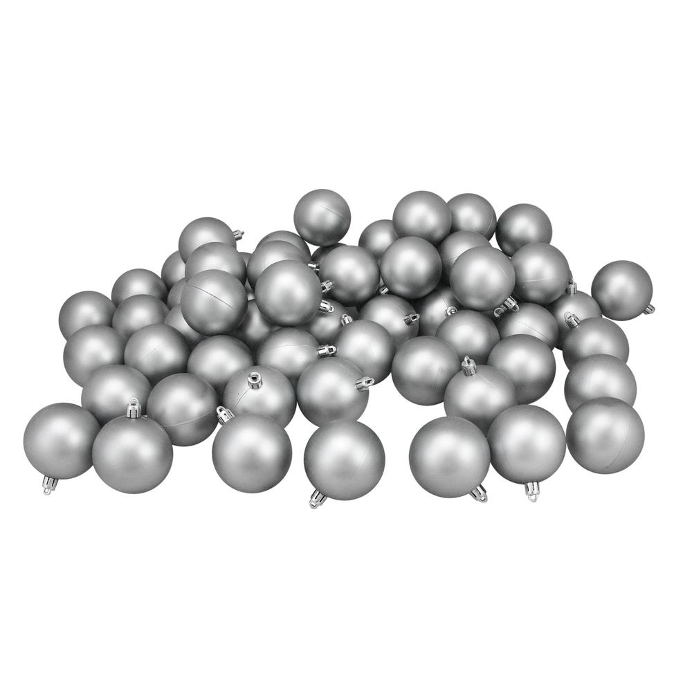 60ct Gray Shatterproof Matte Christmas Ball Ornaments 2.5" (60mm). Picture 3