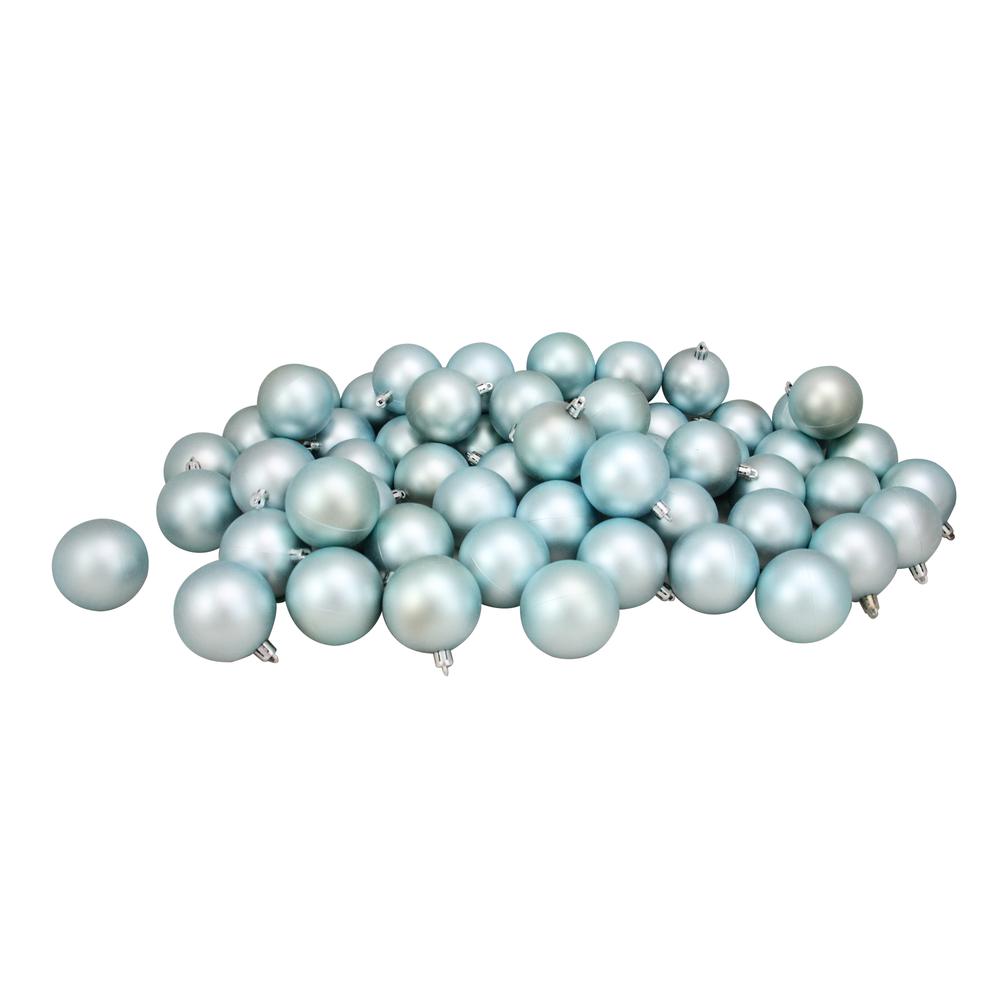 60ct Baby Blue Shatterproof Matte Finish Christmas Ball Ornaments 2.5 inches 60mm. Picture 1