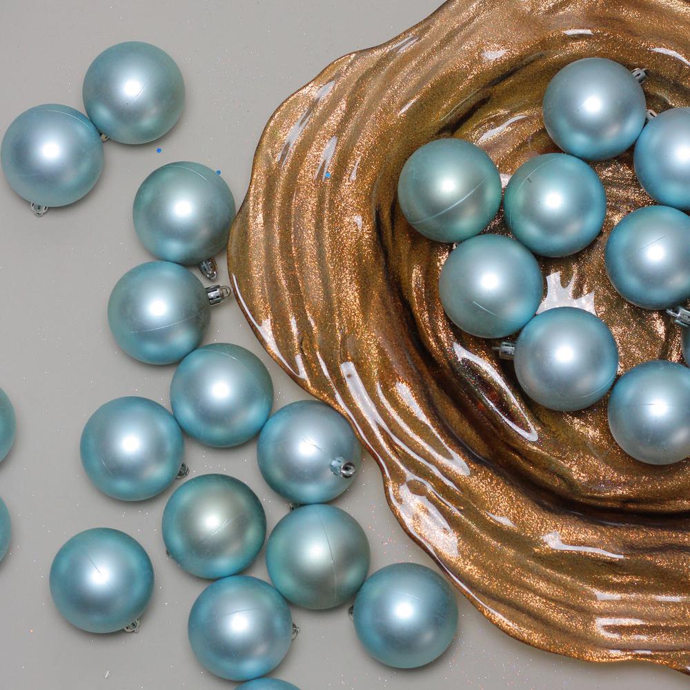 60ct Baby Blue Shatterproof Matte Finish Christmas Ball Ornaments 2.5 inches 60mm. Picture 2
