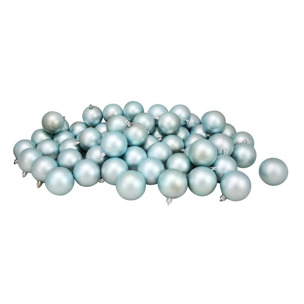60ct Baby Blue Shatterproof Matte Finish Christmas Ball Ornaments 2.5 inches 60mm. Picture 3