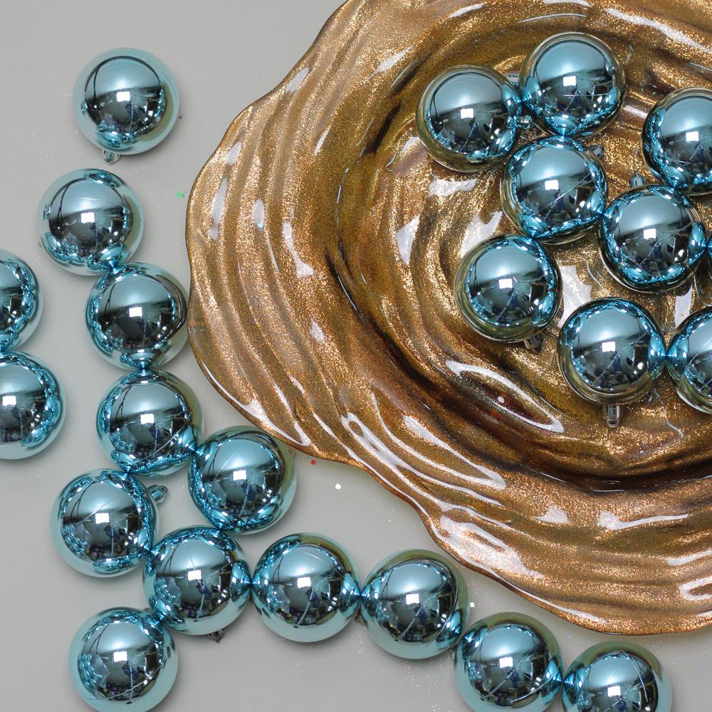 60ct Mermaid Blue Shatterproof Shiny Christmas Ball Ornaments 2.5" (60mm). Picture 2