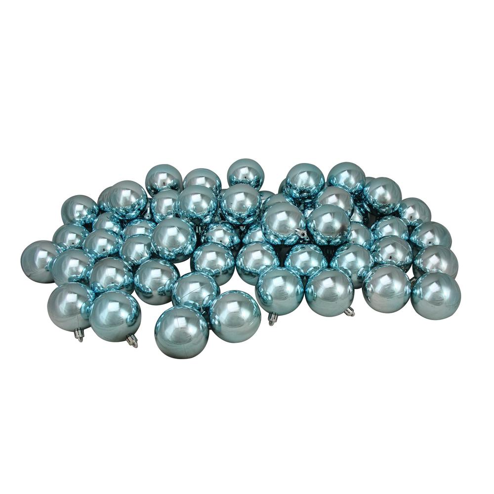60ct Mermaid Blue Shatterproof Shiny Christmas Ball Ornaments 2.5" (60mm). Picture 3