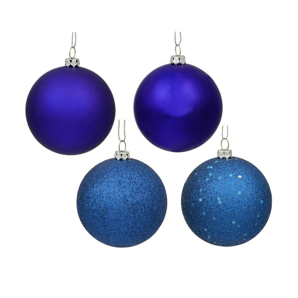 60ct Blue Shatterproof 4-Finish Christmas Ball Ornaments - 2.5" (60mm). Picture 2